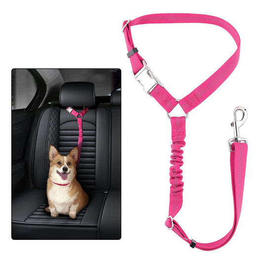 Plutus Pet Dog Seat Belt for Car Headrest Reflective and Adjustable Restraint with Elastic Bungee for Safety Vehicle Seatbelt Harness for Small Medium Large Dogs and Cats