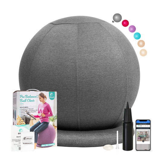 ENOVI ProBalanceΩ Yoga Ball Chair Exercise Ball with Slipcover and Base for Office and Home Birthing and Pregnancy 55cm FG