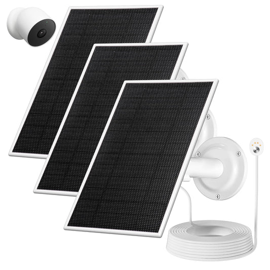 6V 4.5W Solar Panel for Google Nest Cam Outdoor or Indoor IP65 Waterproof Google Nest Camera Solar Panel with 10Ft Cable Continuous Power to The Camera - 3 Pack
