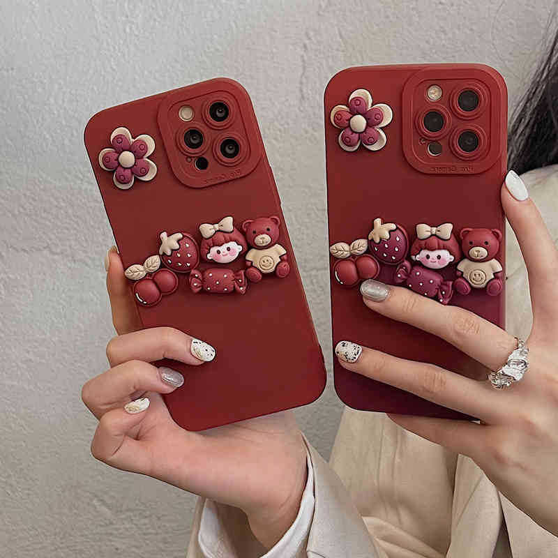 3D Cute Bear Girl Phone Case