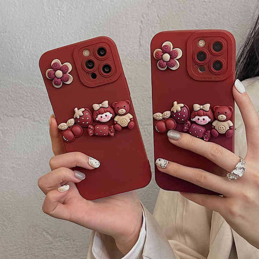 3D Cute Bear Girl Phone Case