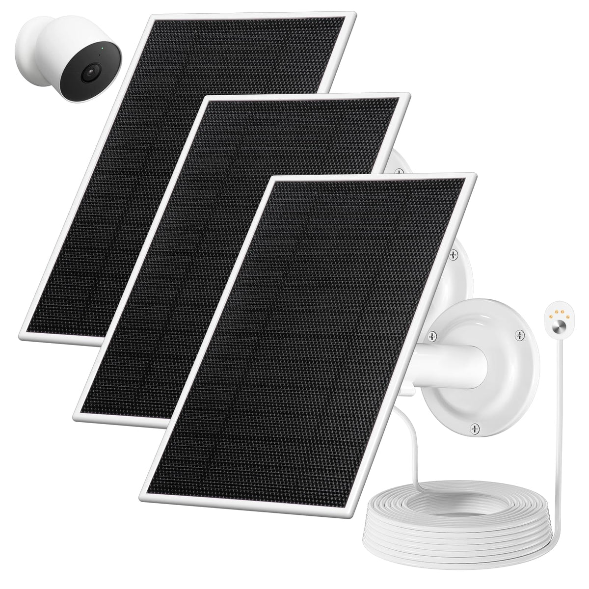 6V 4.5W Solar Panel for Google Nest Cam Outdoor or Indoor IP65 Waterproof Google Nest Camera Solar Panel with 10Ft Cable Continuous Power to The Camera - 3 Pack