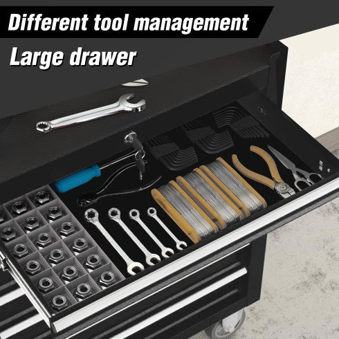 5-Drawer Rolling Tool Chest W Lock  Key, Tool Storage Cabinet With Wheels, Top Cushion & Drawer Liners, Tool Organizer Box For Garage, Warehouse  Repair Shop